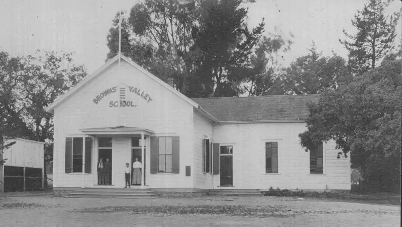 The original Browns Valley elementary school in the Browns Valley Napa neighborhood