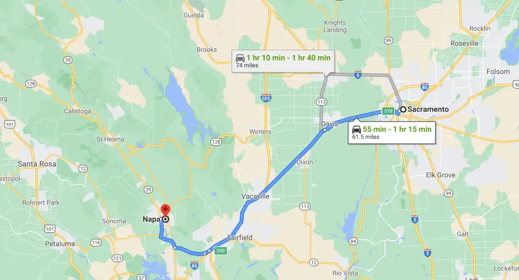 Commute from Sacramento to Napa